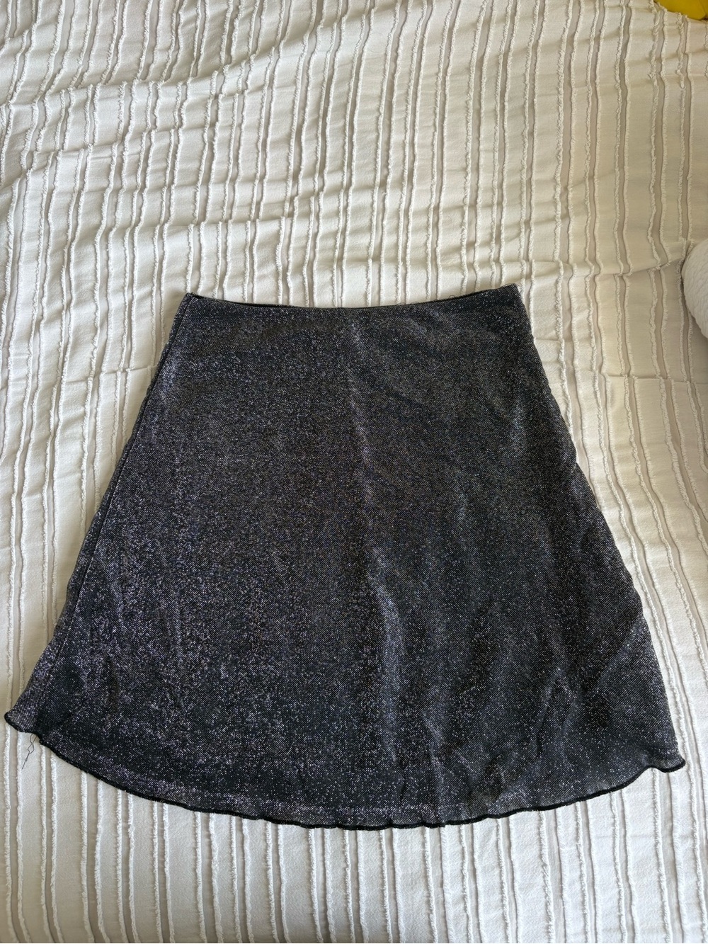 Princess Polly Metallic Black A-Line Skirt